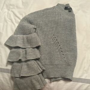 Gray cropped ruffle sweater - size medium